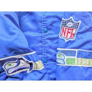 Seattle Seahawks 90s Bootleg satin bomber jacket M blue NFL football vintage